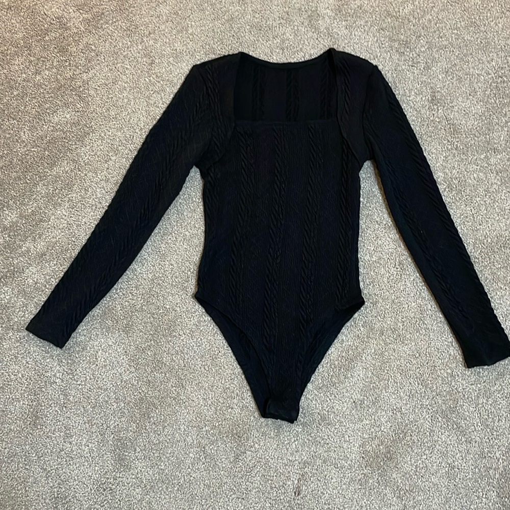 Bodysuit - Black Cable knit Small